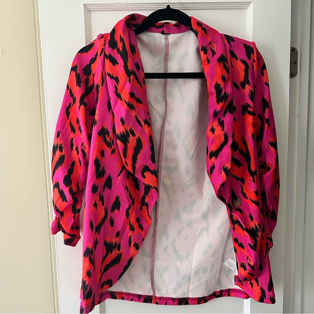 Women’s hot pink cheetah blazer